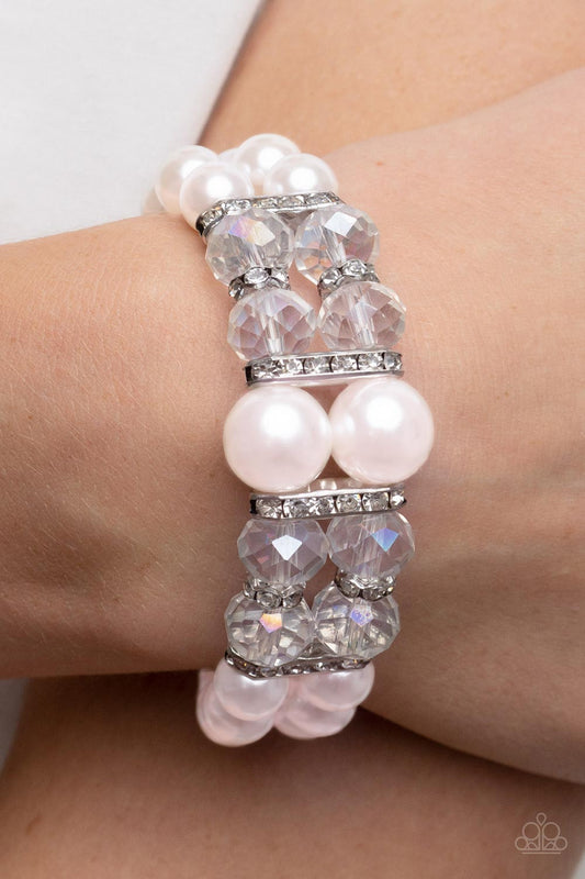 Timelessly Tea Party Pink Pearl Stretchy Bracelet Paparazzi Accessories. #P9RE-PKXX-270XX