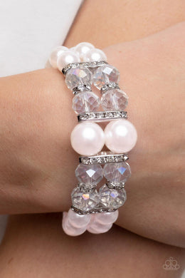 Timelessly Tea Party Pink Pearl Stretchy Bracelet Paparazzi Accessories. #P9RE-PKXX-270XX