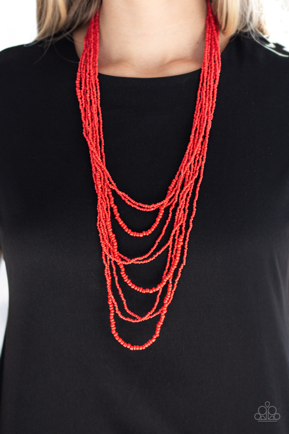 Paparazzi Necklace ~ Totally Tonga - Red Seed Beads Necklace