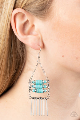 Tribal Tapestry Turquoise Blue Stone Beads Fringe Earring Paparazzi Accessories. Get Free Shipping. 