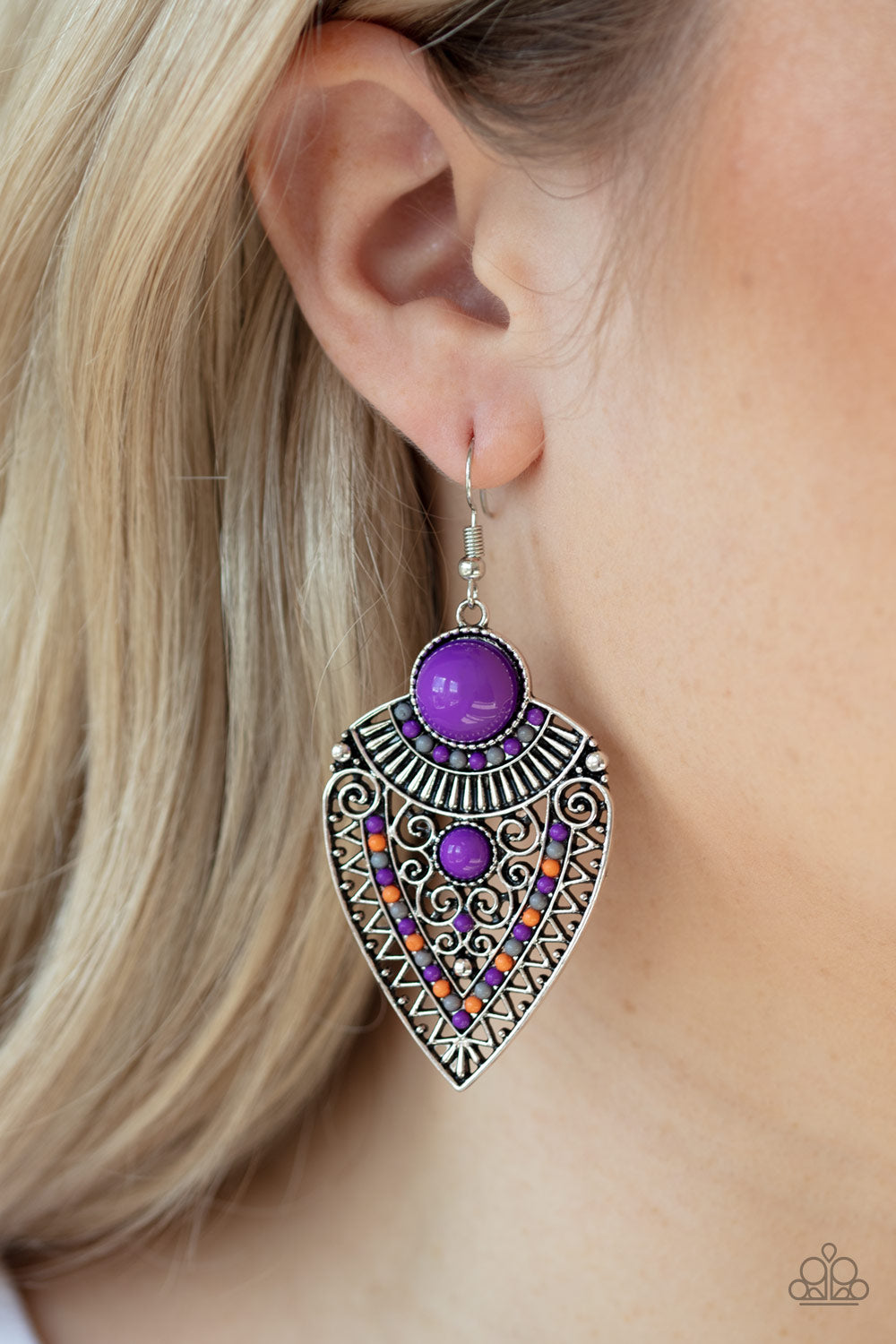 Paparazzi Earring ~ Tribal Territory - Purple
