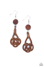 Load image into Gallery viewer, Paparazzi Earring ~ Twisted Torrents - Brown Dainty Wooden Earring
