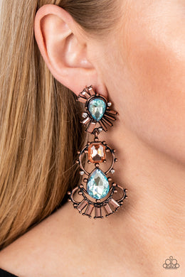 Ultra Universal Copper Iridescent Earrings Paparazzi Accessories. #P5PO-CPXX-053XX. Ships Free