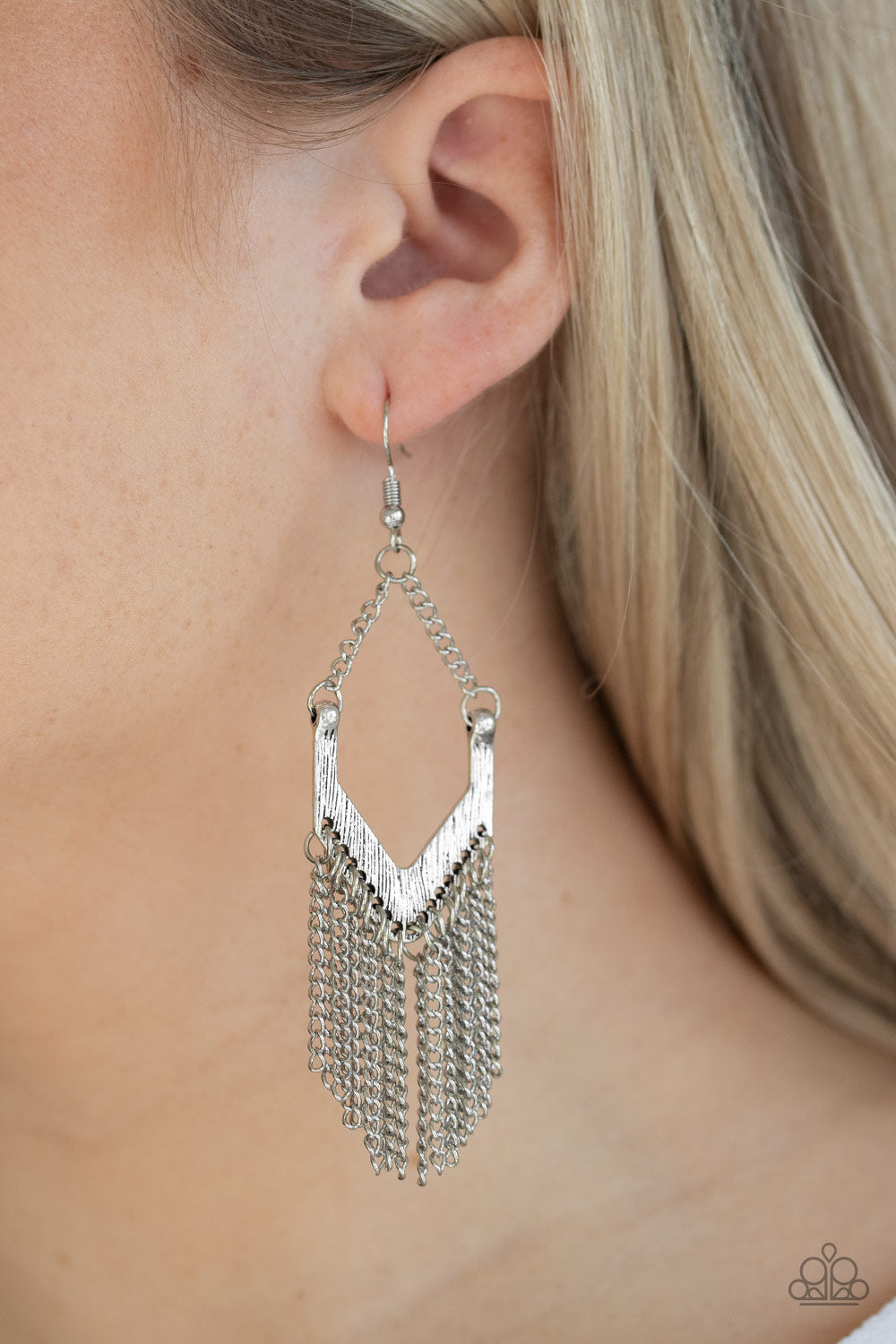 Paparazzi Earring ~ Unchained Fashion - Silver