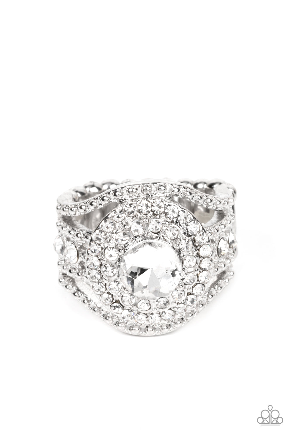 Paparazzi Understated Drama White $5 Ring. Get Free Shipping! #P4RE-WTXX-480XX