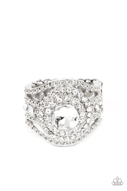 Paparazzi Understated Drama White $5 Ring. Get Free Shipping! #P4RE-WTXX-480XX