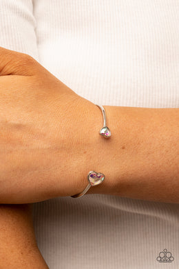Paparazzi Unrequited Love Multi Iridescent Heart Bracelet Open-faced Cuff $5 Jewelry & Accessories