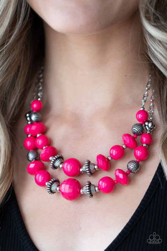 Paparazzi Upscale Chic Pink Necklace | Raspberry Sorbet Beads Bold Necklace. 