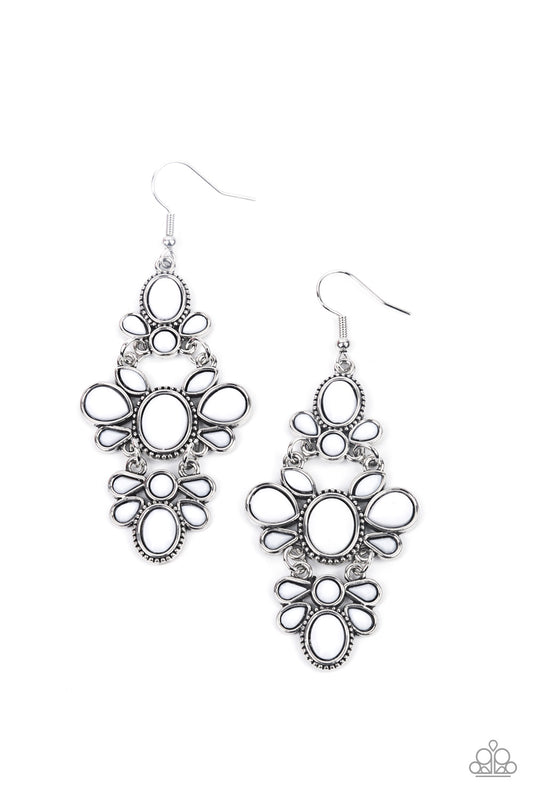 Paparazzi Earrings ~ VACAY The Premises - White Earring Paparazzi Accessories