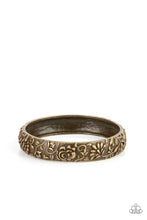 Load image into Gallery viewer, Victorian Meadow - Brass Bracelet Floral Pattern Paparazzi Accessories Antique Brass
