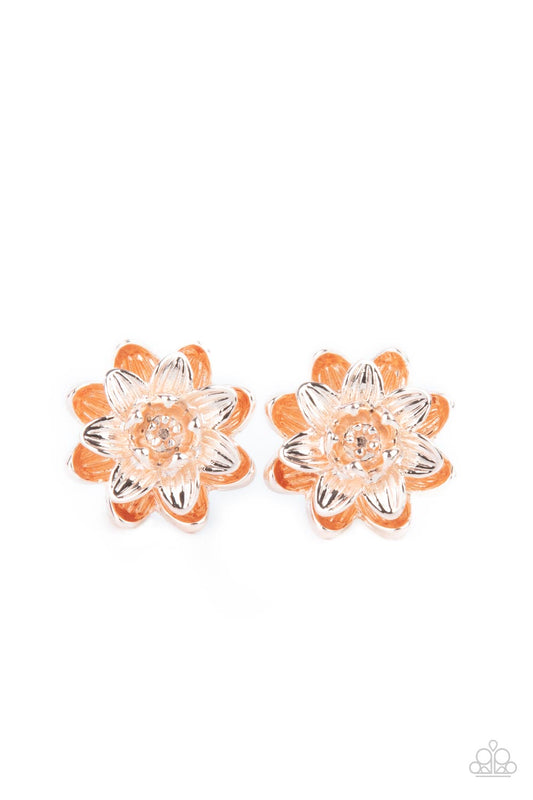 Paparazzi Earring Water Lily Love Rose Gold Earring