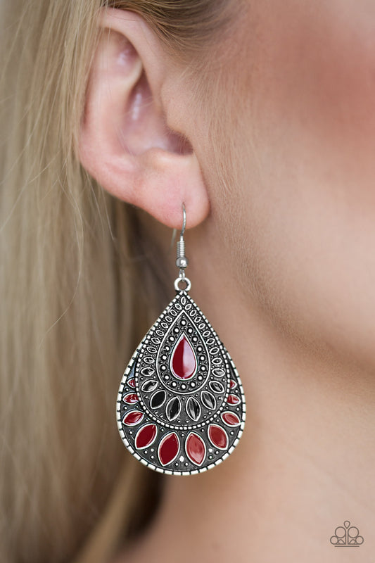 Paparazzi Westside Wildside - Red Earring. #P5TR-RDXX-092XX. Get Free Shipping