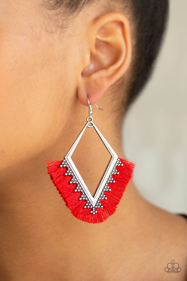 Paparazzi When In Peru - Red Tassel Earring. #P5SE-RDXX-121XX. Get Free Shipping and Returns