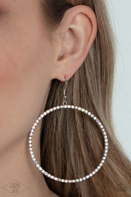 Wide Curves Ahead Multi Iridescent Hoop Earrings Paparazzi Accessories. #P5ST-MTXX-052XX. Ships Free