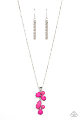Wild Bunch Flair Pink Stone Pendant Long Necklace Paparazzi Accessories. #P2SE-PKXX-222XX