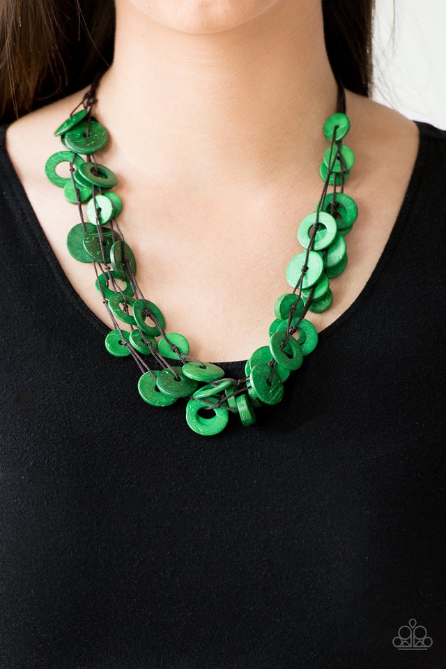 Paparazzi Wonderfully Walla Walla Green Wooden Necklace. Get Free Shipping! #P2SE-GRXX-149XX