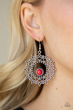 Load image into Gallery viewer, Wreathed In Whimsicality Red Stone Earrings Paparazzi Accessores
