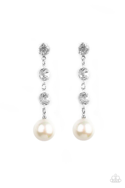 Yacht Scene - White Earring Paparazzi Accessories. Get Free Shipping. #P5PO-WTXX-281XX