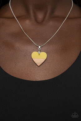 Paparazzi You Complete Me - Yellow Heart Necklace. #P2SE-MTXX-213XX. Subscribe & Save!