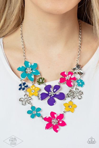 Geraldine Floral Zi Necklace Multi Paparazzi Accessories. #P2ST-MTXX-043XX. Get Free Shipping. 