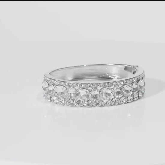 Paparazzi Mega Megawatt White Bracelet Life of the Party Accessories. Hinged Closure Bracelet