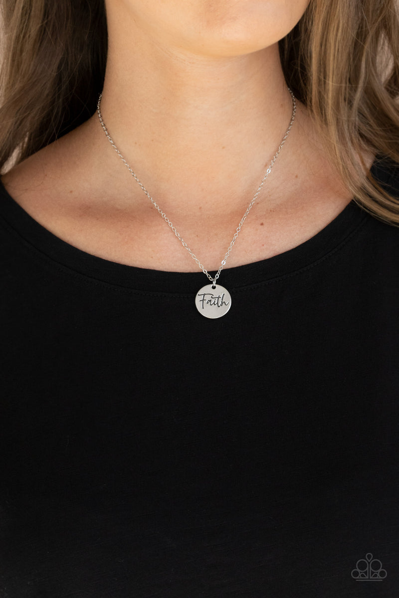 Paparazzi Choose Faith Silver $5 Necklace Inspirational Jewelry. #P2WD-SVXX-250XX. Ships Free!