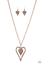 Load image into Gallery viewer, Hardened Hearts Copper Necklace Paparazzi Accessories Heart Necklace #P2WH-CPXX-162XX
