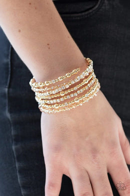 Paparazzi ICE Knowing You Gold Coil Wire Infinity Wrap Style Bracelet. #P9RE-GDXX-257XX