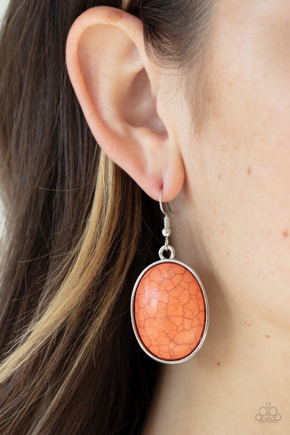 Paparazzi Earrings ~ Serenely Sediment Orange Paparazzi Earrings