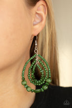 Load image into Gallery viewer, Paparazzi Prana Party Green Earring made of green seed beads and faux stone
