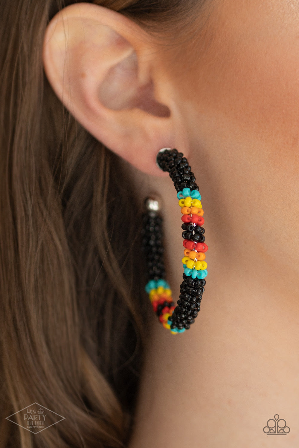 Paparazzi Bodaciously Beaded - Black Seed Beads Earrings