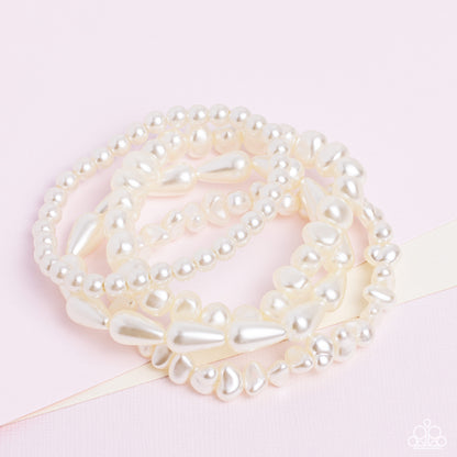 Gossip PEARL White Bracelet Paparazzi $8 Jewelry. Get Free Shipping. P9RE-WTXX-554XX