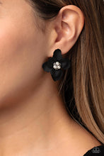 Load image into Gallery viewer, Paparazzi Jovial Jasmine Black Earring. Subscribe and Save. $5 black earrings. Floral petal
