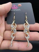 Load image into Gallery viewer, Paparazzi August 2022 Fashion Fix Exclusive Gold Earring Highly Flammable $5 Earrings
