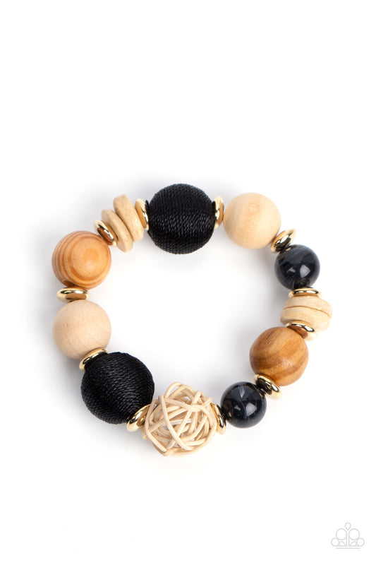 Paparazzi Happily Homespun Black Bracelet. Get Free Shipping. #P9SE-BKXX-319XX