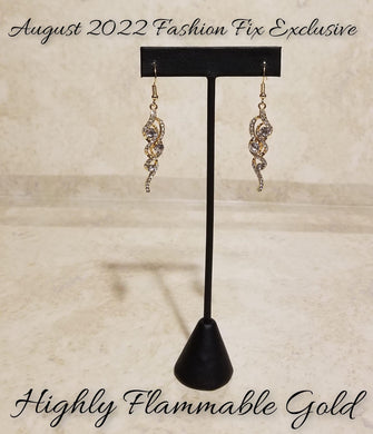 Highly Flammable Gold Earrings Paparazzi Accessories. August Fashion Fix Exclusive. 