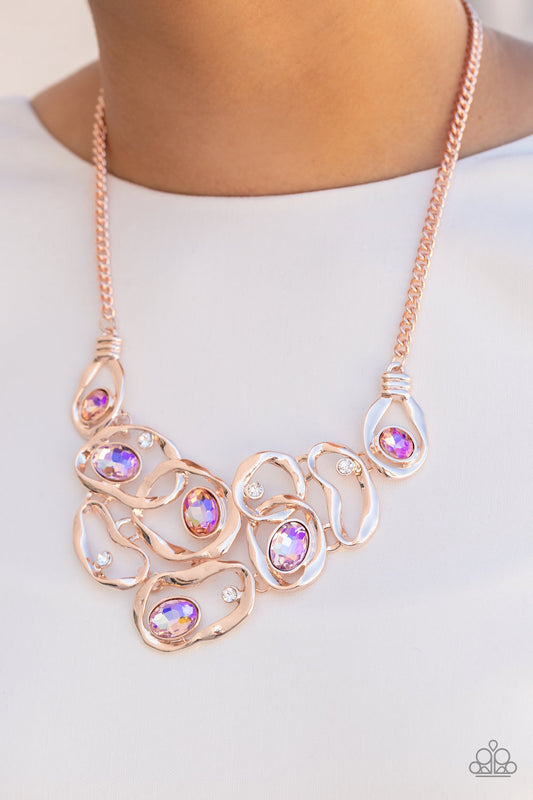 Warp Speed Rose Gold Iridescent Necklace Paparazzi Accessories. Get Free Shipping. July LOP