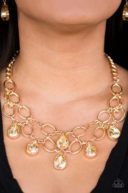 Paparazzi Show-Stopping Shimmer Gold Necklace. Paparazzi Blockbuster Necklace. Get Free Shipping