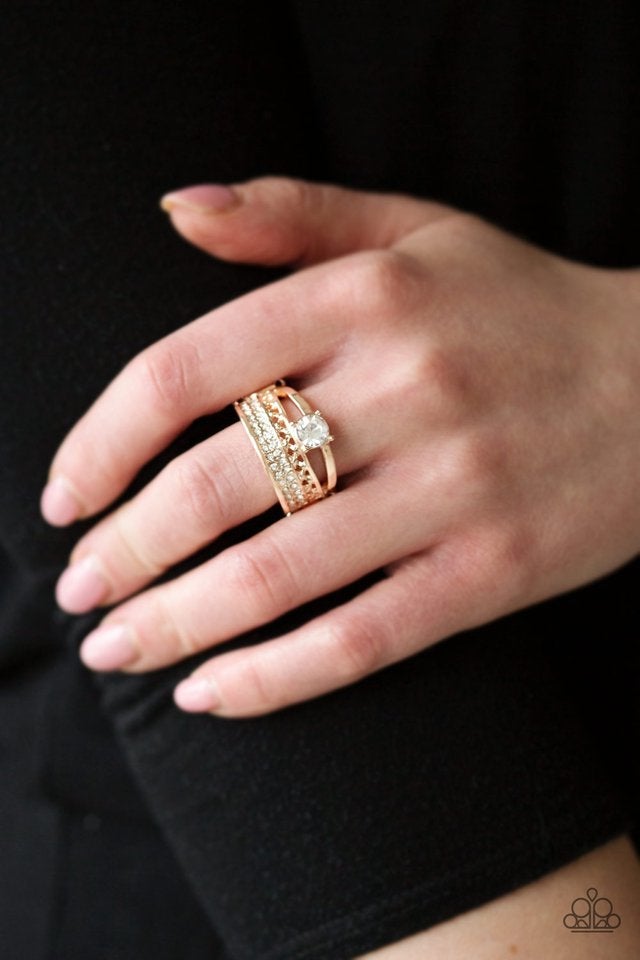 Paparazzi The Overachiever - Rose Gold Ring dainty style 