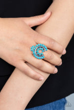 Load image into Gallery viewer, Trendy Talisman - Blue Ring Paparazzi Accessories Blossom Floral ring
